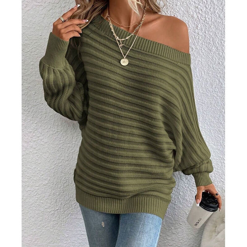 Women's Off Shoulder Sweater | Cozy Winter Pullover For Women