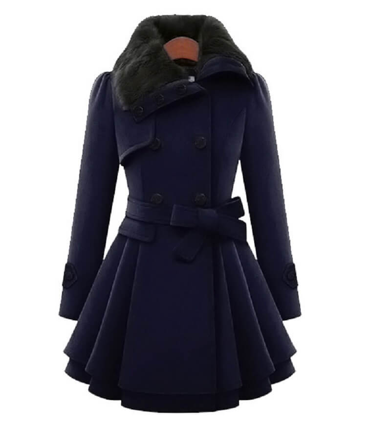 Women’s Slim Woolen Coat With Belt | Classic Wool Coat Women