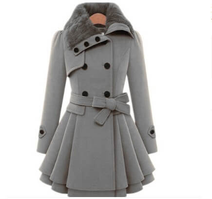 Women’s Slim Woolen Coat With Belt | Classic Wool Coat Women