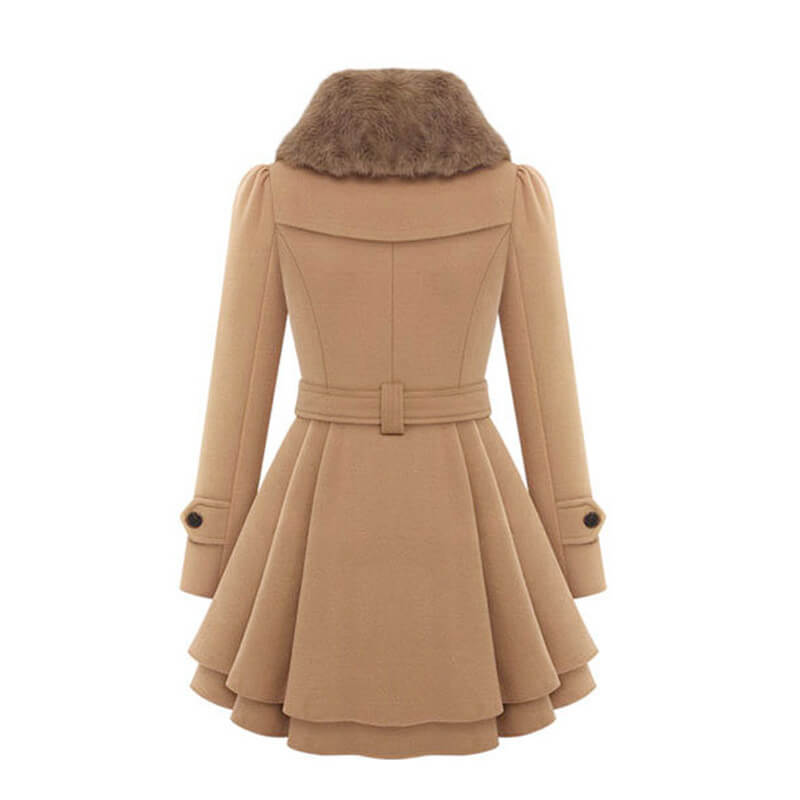 Women’s Slim Woolen Coat With Belt | Classic Wool Coat Women