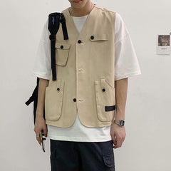 Outerwear Trendy Men's Loose Overalls Vest