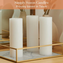 3X8 Inch White Pillar Candles Set of 3, Smooth Texture, Unscented White Candles, Dripless Candles, 3 Inch Pillar Candles Ideal as Wedding, Parties, Spas, Dinner, Home Decoration, Church