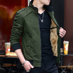 Men's Youth Washed Jacket Coat Korean Slim Cotton Casual Outerwear