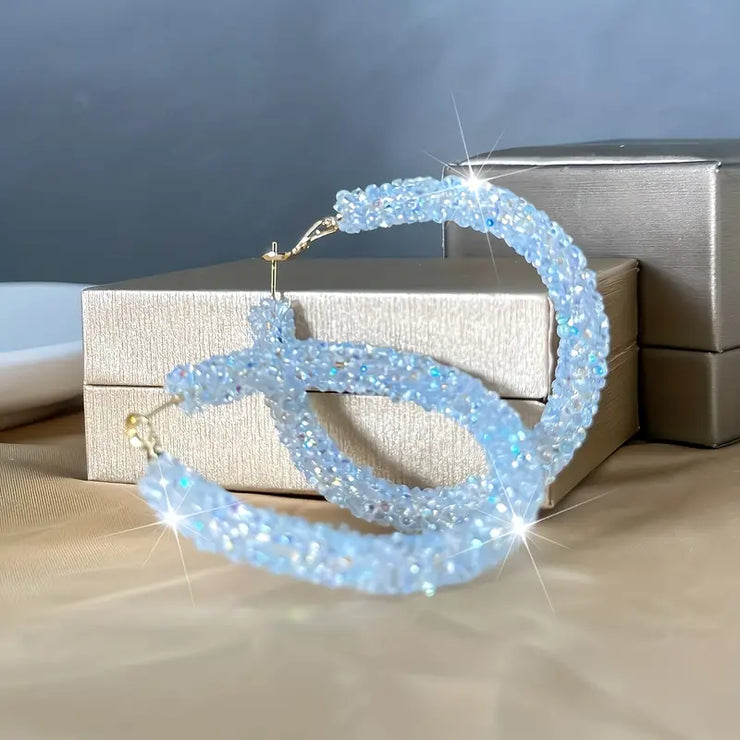 Sequins Decor Hoop Earrings