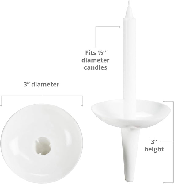 Plastic Holder Candle Drip Protectors with 4.25" X 1/2" Candles - Easy to Hold White Plastic Candle Holders - Ideal for Candlelight, Memorial, & Congregational Services - Set of 100