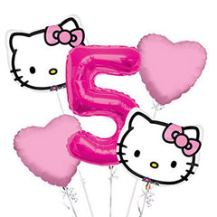 Hello Kitty Head Balloon Bouquet, 5 Pieces