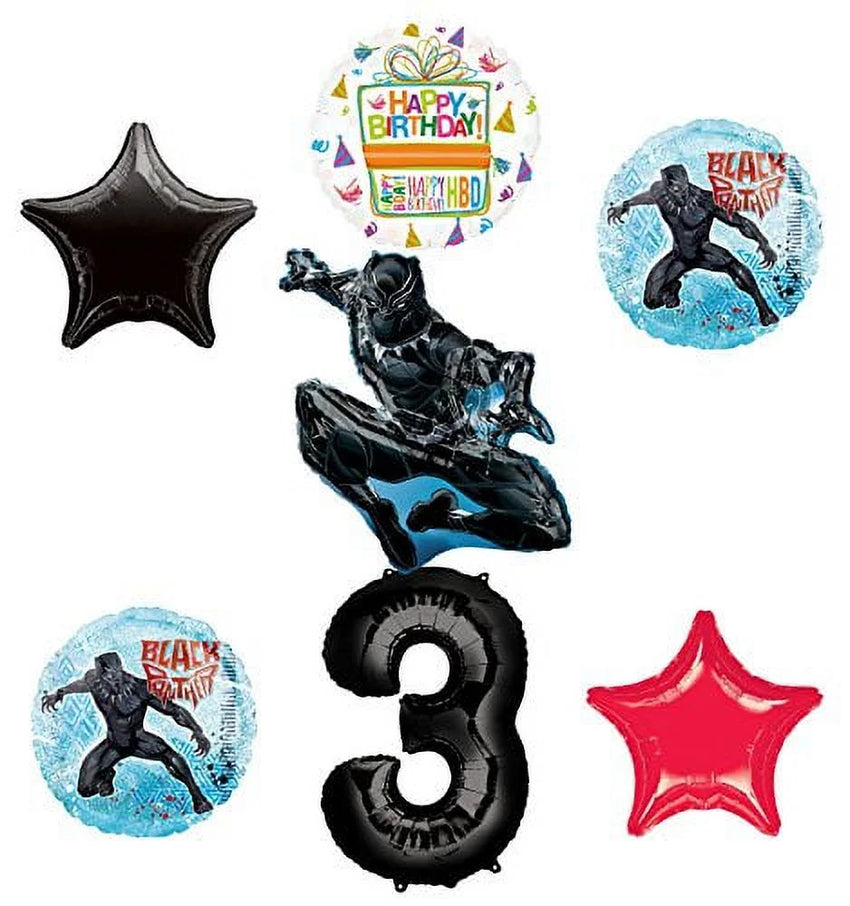 Black Panther 3Rd Birthday Balloon Bouquet Decorations and Party Supplies