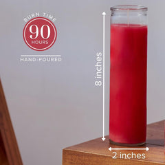 7 Day Red Pillar Candles - Set of 3, 90 Hour Burn Time, Unscented, Religious & Memorial Candles