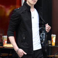 Men's Youth Washed Jacket Coat Korean Slim Cotton Casual Outerwear