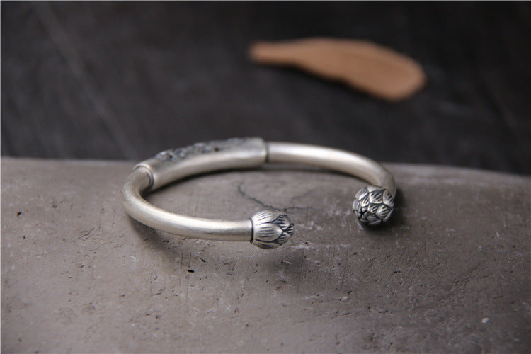 Sterling Silver Fish Lotus Bracelet Children