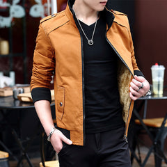 Men's Youth Washed Jacket Coat Korean Slim Cotton Casual Outerwear