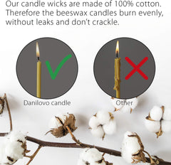 Pure Beeswax Candles - Honey-Scented, Decorative Thin Taper Candles - Ideal for Birthday Decoration or Church Prayers - Drip Free, Tall & Smokeless Pack of 200 Pcs, 6.3 X 0.2 Inch