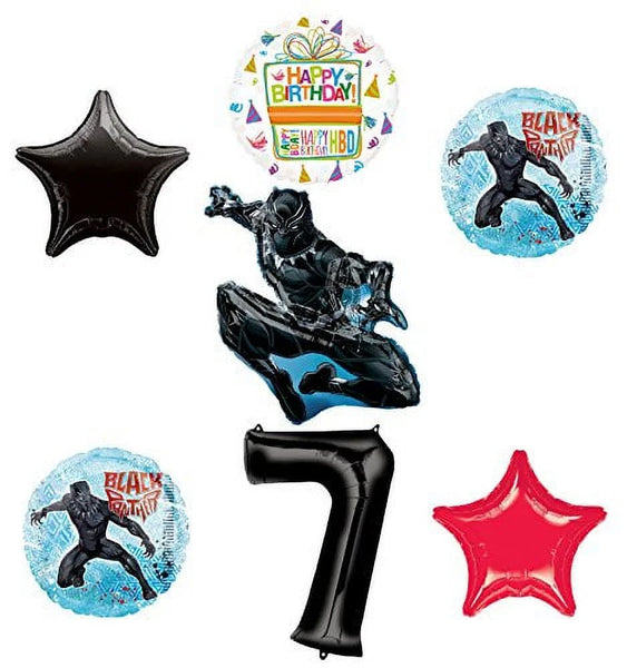 Black Panther 7Th Birthday Balloon Bouquet Decorations and Party Supplies