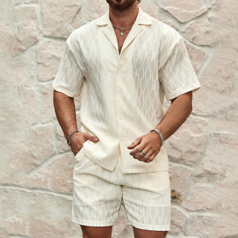 Fashion Mens Clothing Men's Loose Short Sleeve Shirt Shorts Casual Suit