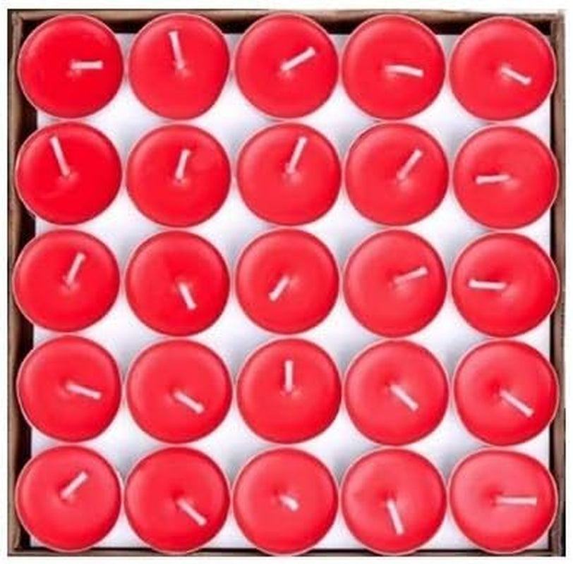 Tea Lights Candles, Smokeless, 50 Pcs, Red Candles, Unscented Candles, Mini Candles, Decorations for Wedding, Party, Votives, Christmas, Valentines Day Candles (Round)