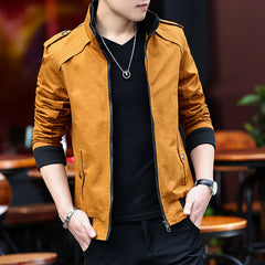 Men's Youth Washed Jacket Coat Korean Slim Cotton Casual Outerwear