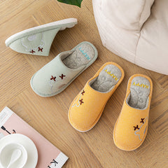 Linen Slippers House Shoes Couple Slippers Bedroom