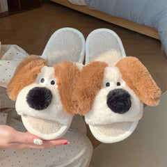 Thermal Soft Soled Confinement Shoes Women's Autumn And Winter Three-dimensional Puppy Fluffy Cotton Slippers