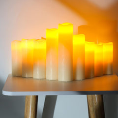 Flameless Candles LED Pillar Candles ，Battery Operated Candles Wich Remote and Timer, Real Wax,Set of 9