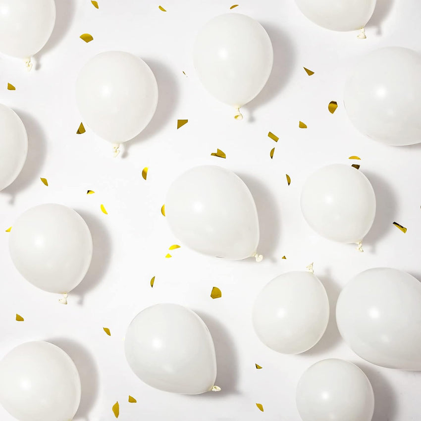 White Balloons 5 Inch Small White Balloons 5In Latex Party Balloons with Balloon Garland Holder Dot Glue for Baby Shower Birthday Party Decorations 50Pcs