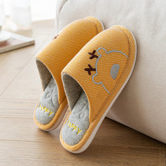 Linen Slippers House Shoes Couple Slippers Bedroom