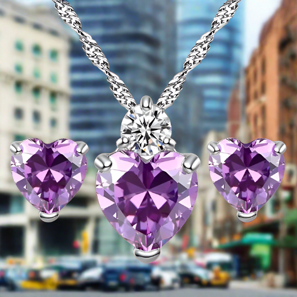 2-Piece Sparkling Cubic Zirconia Jewelry Set