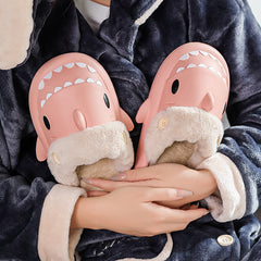 Winter Shark Shoes House Slippers With Button EVA Couple Slippers