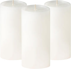 3X6 Inch White Pillar Candles Set of 3, Smooth Texture, Unscented White Candles, Dripless Candles, 3 Inch Pillar Candles Ideal as Wedding, Parties, Spas, Dinner, Home Decoration, Church