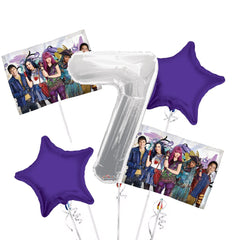 Descendants Balloon Bouquet 7Th Birthday 5 Pcs - Party Supplies