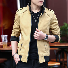 Men's Youth Washed Jacket Coat Korean Slim Cotton Casual Outerwear