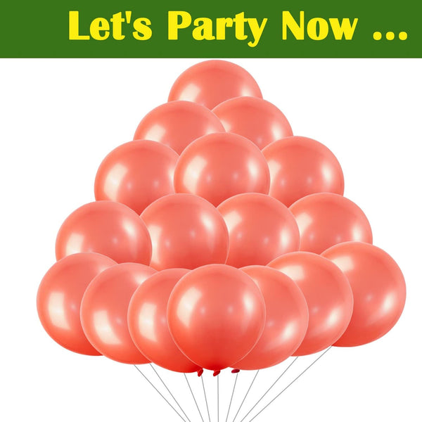 Matte Coral Balloons 50 Pack Bulk 12 Inch Pearlized Natural Biodegradable Latex Balloon Helium Quality for Kids' Party Birthday Engagement Wedding DIY Decorations Supplies