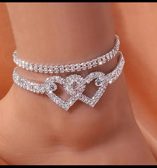 Heart Shaped Pendant Chain Anklet for Women