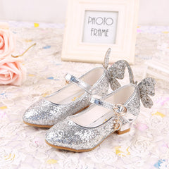 Butterfly Princess Shoes Children High Heel Leather Shoes