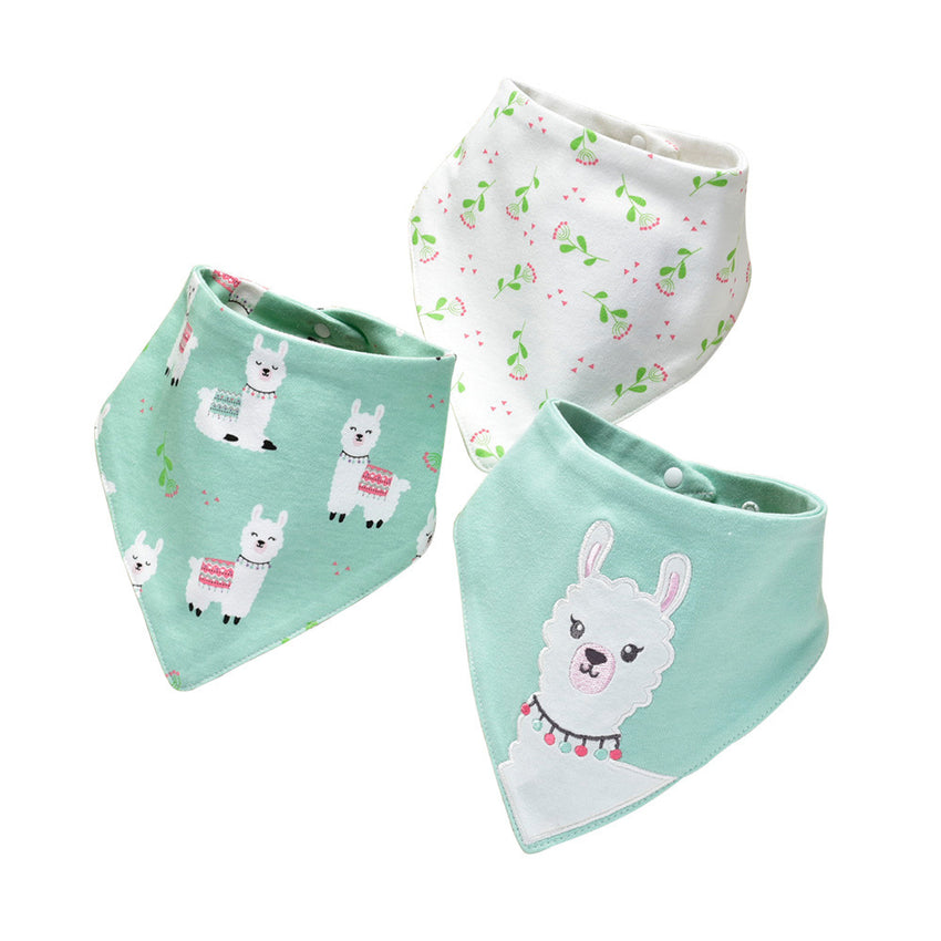 Simple Printed Cotton Baby Saliva Towels 3 Pieces