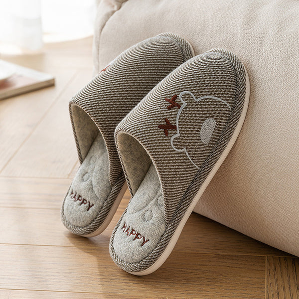 Linen Slippers House Shoes Couple Slippers Bedroom