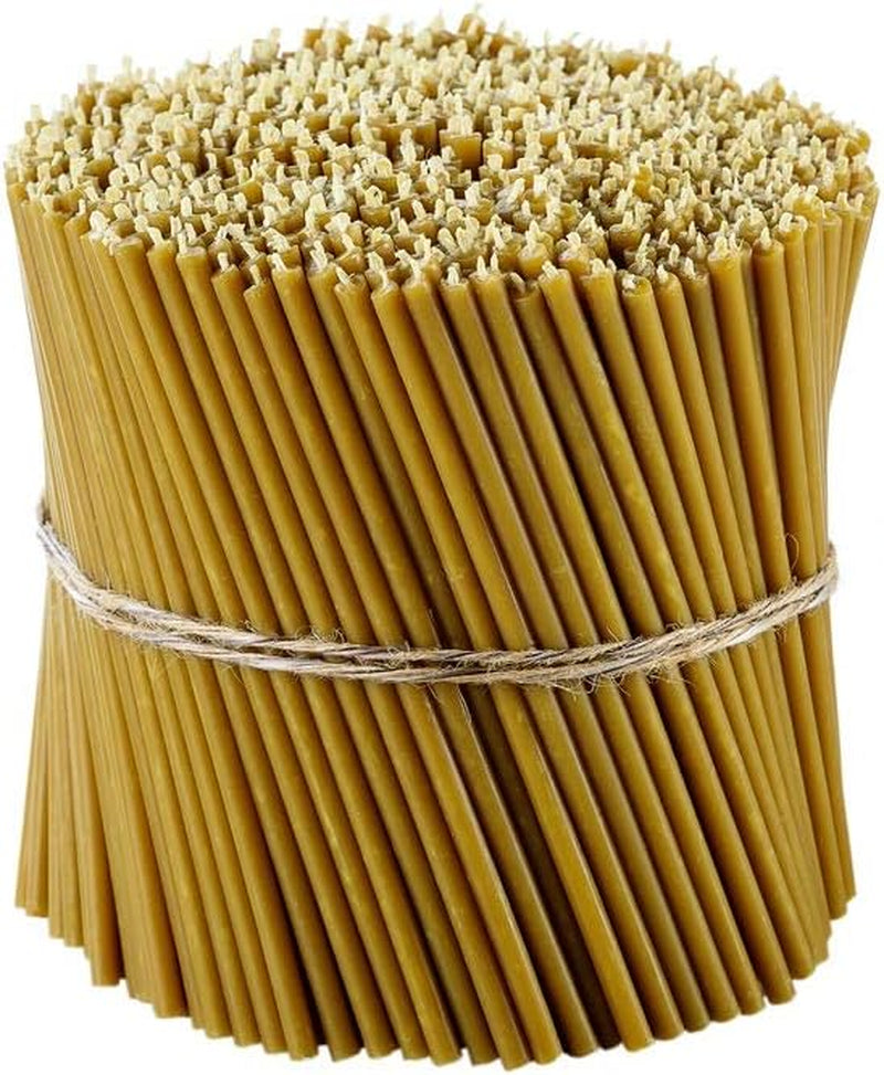 Pure Beeswax Candles - Honey-Scented, Decorative Thin Taper Candles - Ideal for Birthday Decoration or Church Prayers - Drip Free, Tall & Smokeless Pack of 200 Pcs, 6.3 X 0.2 Inch