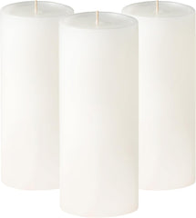 3X8 Inch White Pillar Candles Set of 3, Smooth Texture, Unscented White Candles, Dripless Candles, 3 Inch Pillar Candles Ideal as Wedding, Parties, Spas, Dinner, Home Decoration, Church