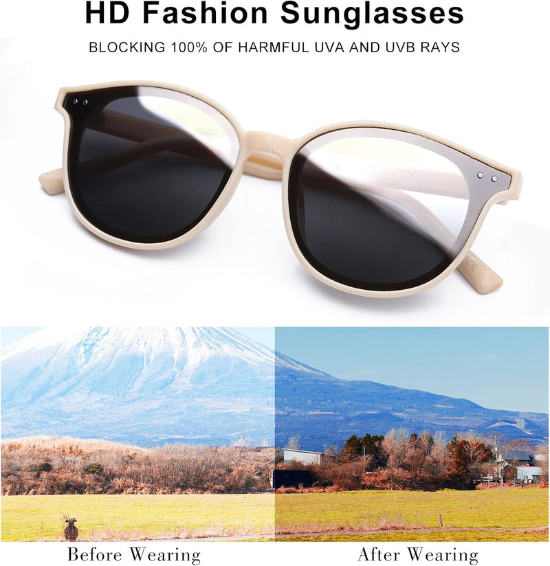 Sunglasses Womens, Cat Eye Pink Sunglasses for Women with Mirrored Trendy Lens UV400 Blocking
