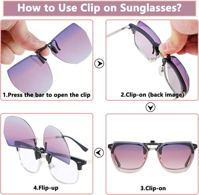 Polarized Clip on Sunglasses for Women over Prescription Glasses Polygon Style