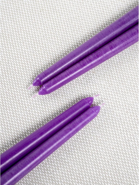 10 Inch Taper Candles Set of 4 - Dripless Taper Candles and Unscented Candlesticks - Perfect as Dinner Candles and Household Candles - Purple Candles