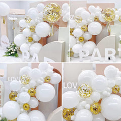 White Balloons 5 Inch Small White Balloons 5In Latex Party Balloons with Balloon Garland Holder Dot Glue for Baby Shower Birthday Party Decorations 50Pcs