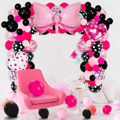 Mini Mouse Balloon Garland Arch Kit Light Pink Rose Red Black Bot Latex Balloons Confetti Balloon Bow Heart Love Foil Balloons Set for Baby Shower Decorations Birthday Party Supplies