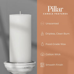 3X6 Inch White Pillar Candles Set of 3, Smooth Texture, Unscented White Candles, Dripless Candles, 3 Inch Pillar Candles Ideal as Wedding, Parties, Spas, Dinner, Home Decoration, Church