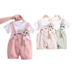 Summer Children Cotton T-shirt Suspender Suit