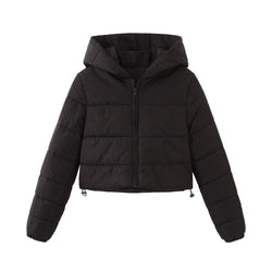 Fashion Zipper Hooded Short Coat Winter Mandela-color Jacket Outerwear Women's Clothing