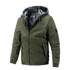 Men's Hooded Jacket Trendy Casual Workwear Jacket Double-sided Wear Outerwear