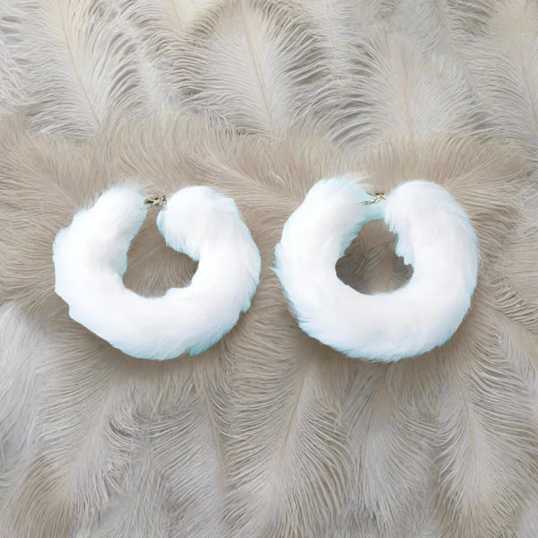 Furry Round Design Hoop Earrings