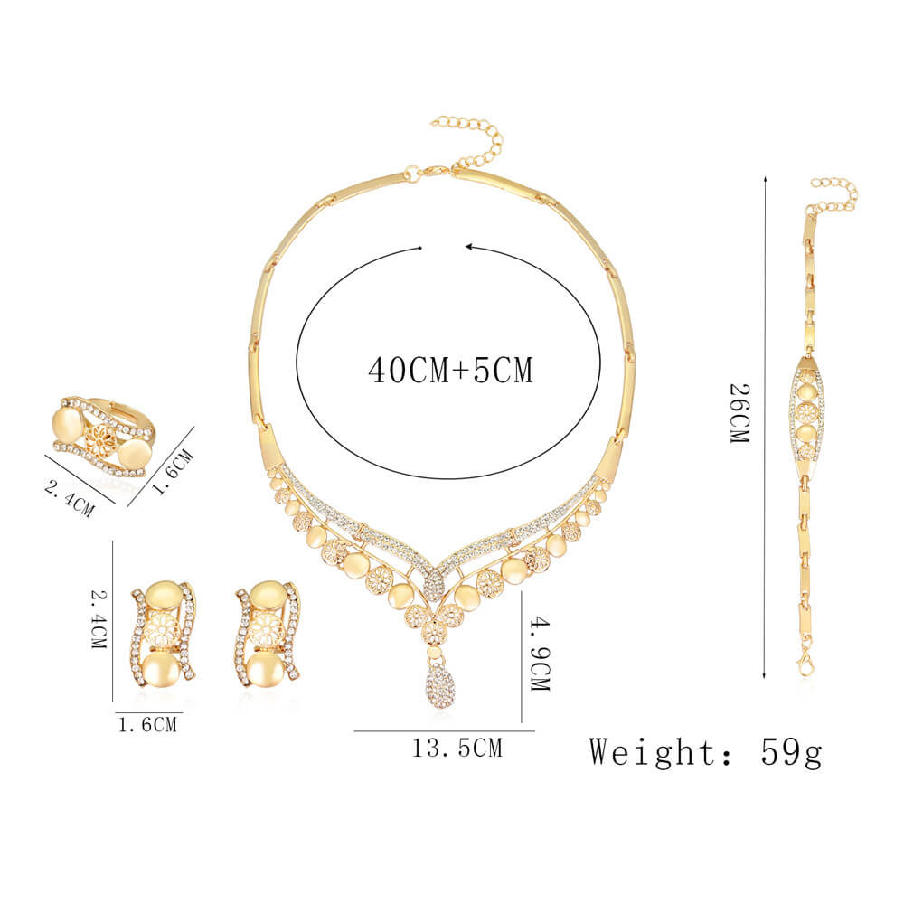 Exaggerated Wedding Necklace Set | Gold Plated Bridal Set