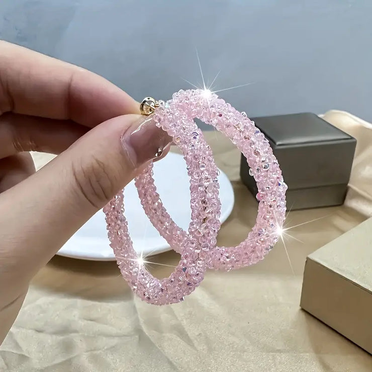 Sequins Decor Hoop Earrings