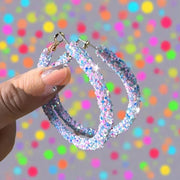 Sequins Decor Hoop Earrings